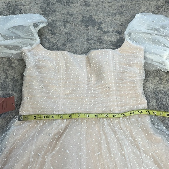 NWT By Watters Macaron Mini Dress Pearl Accent Tulle Babydoll Wedding Sz 10 - Picture 9 of 16